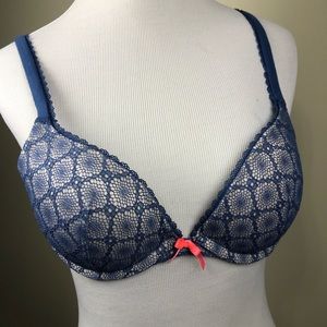 VS blue lace push-up bra 34B